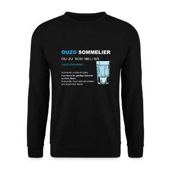 Ouzo Sommelier Saufen JGA Männertag Party - Unisex Pullover - Schwarz - Vorne - Alina (178cm) & Michal (187cm)