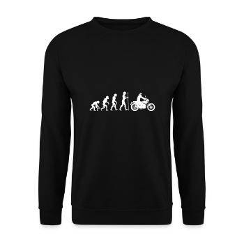 Evolution Affe Mensch Motorrad Biker Geschenk Idee - Unisex Pullover - Schwarz - Vorne - Alina (178cm) & Michal (187cm)
