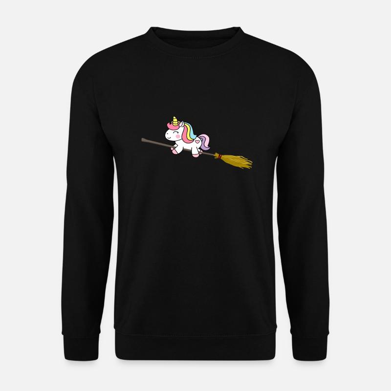 Einhorn Unicorn Hexenbesen Fliegen Geschenk Kind - Unisex Pullover - Schwarz