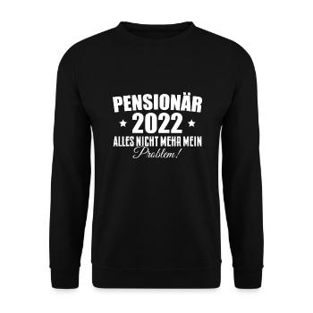 Ruhestand 2022 Rente Pensionär Geschenk - Unisex Pullover - Schwarz - Vorne - Alina (178cm) & Michal (187cm)