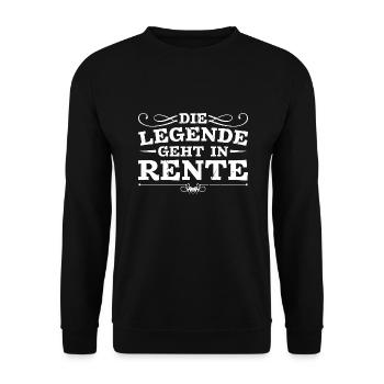Legende in Rente Ruhestand Geschenk Mann - Unisex Pullover - Schwarz - Vorne - Alina (178cm) & Michal (187cm)