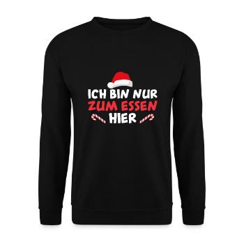 Weihnachten Ich bin nur zum Essen hier Weihnachts - Unisex Pullover - Schwarz - Vorne - Alina (178cm) & Michal (187cm)