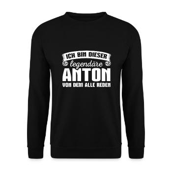 Anton Vorname Geschenk - Unisex Pullover - Schwarz - Vorne - Alina (178cm) & Michal (187cm)
