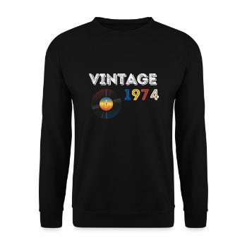 Record vintage 48 ans 1974 anniversaire - Sweat-shirt Unisexe - noir - Devant - Alina (178cm) & Michal (187cm)