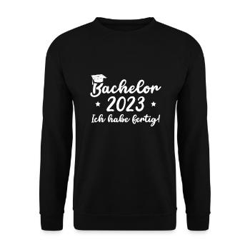 Bachelorprüfung bestanden 2023 Bachelor - Unisex Pullover - Schwarz - Vorne - Alina (178cm) & Michal (187cm)