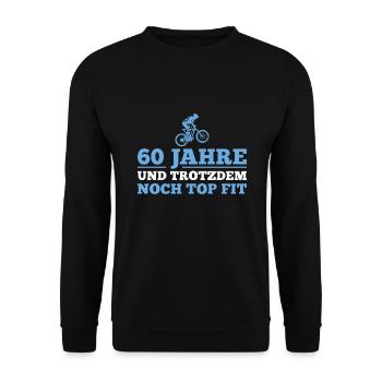 60er Fahrrad Radfahrer 60. Geburtstag Geschenkidee - Unisex Pullover - Schwarz - Vorne - Alina (178cm) & Michal (187cm)