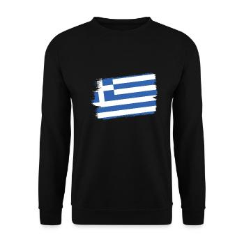 Griechenland Flagge Hellas Athen Griechische Fahne - Unisex Pullover - Schwarz - Vorne - Alina (178cm) & Michal (187cm)