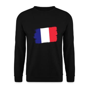 Frankreich Flagge Used Look Französische Fahne - Unisex Pullover - Schwarz - Vorne - Alina (178cm) & Michal (187cm)