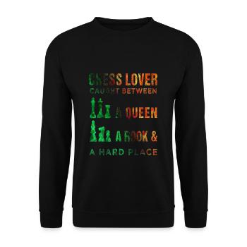 Schach - Unisex Pullover - Schwarz - Vorne - Alina (178cm) & Michal (187cm)