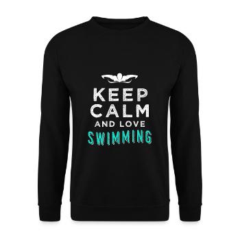 Schwimmen - Unisex Pullover - Schwarz - Vorne - Alina (178cm) & Michal (187cm)