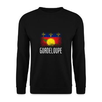 Guadeloupe Flagge - Unisex Pullover - Schwarz - Vorne - Alina (178cm) & Michal (187cm)