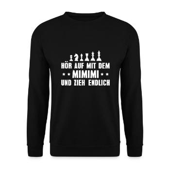 Schach Zieh endlich Schachfiguren Schachspieler - Unisex Pullover - Schwarz - Vorne - Alina (178cm) & Michal (187cm)