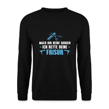 Haarstylist Ich rette deine Frisur Friseur - Unisex Pullover - Schwarz - Vorne - Alina (178cm) & Michal (187cm)