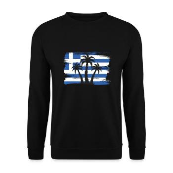 Griechenland Flagge Hellas Athen Griechische Fahne - Unisex Pullover - Schwarz - Vorne - Alina (178cm) & Michal (187cm)
