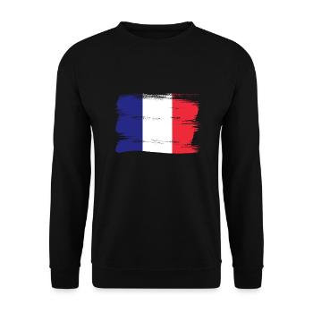 France Flag Distressed Look French Flag - Unisex Sweatshirt - black - Front - Alina (178cm) & Michal (187cm)