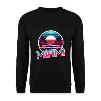 Miami Retro Wave des années 80 Design Vintage - Sweat-shirt Unisexe - noir - Devant - Alina (178cm) & Michal (187cm)