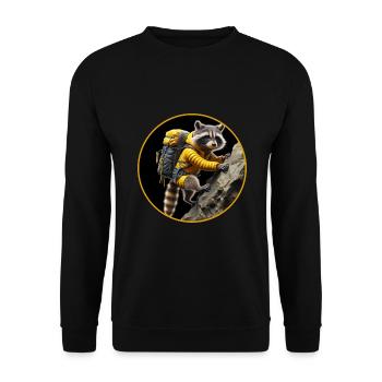 Mountaineering raccoon for hikers and mountaineering fans - Unisex Sweatshirt - black - Front - Alina (178cm) & Michal (187cm)