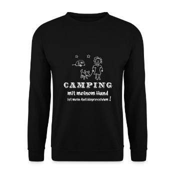 camping mit hund - Unisex Pullover - Schwarz - Vorne - Alina (178cm) & Michal (187cm)