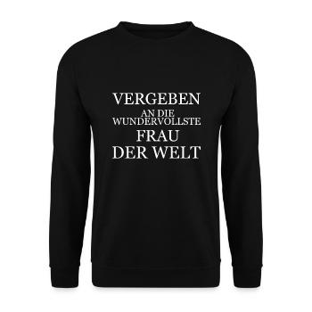 Vergeben an die wundervollste Frau der Welt lustig - Unisex Pullover - Schwarz - Vorne - Alina (178cm) & Michal (187cm)