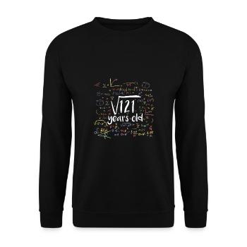 11. Geburtstag - Wurzel aus 121 - Unisex Pullover - Schwarz - Vorne - Alina (178cm) & Michal (187cm)