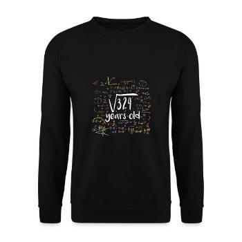 18. Geburtstag - Wurzel aus 324 - Unisex Pullover - Schwarz - Vorne - Alina (178cm) & Michal (187cm)