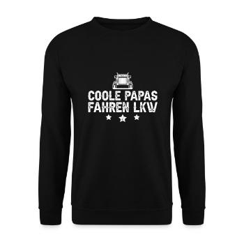 LKW Fahrer Geschenk Coole Papas fahren LKW - Unisex Pullover - Schwarz - Vorne - Alina (178cm) & Michal (187cm)