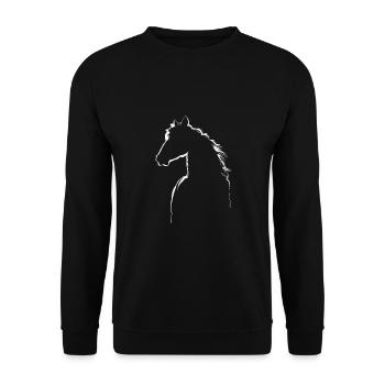 Pferde Silhouette - Unisex Pullover - Schwarz - Vorne - Alina (178cm) & Michal (187cm)