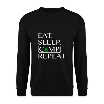 EAT SLEEP CAMP REPEAT - Unisex Pullover - Schwarz - Vorne - Alina (178cm) & Michal (187cm)