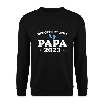 Werdender Papa 2023 Schwangerschaft Verkündung - Unisex Pullover - Schwarz - Vorne - Alina (178cm) & Michal (187cm)