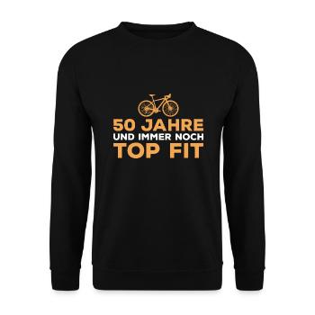 50 Jahre 50er Fahrrad Papa 50. Geburtstag Geschenk - Unisex Pullover - Schwarz - Vorne - Alina (178cm) & Michal (187cm)