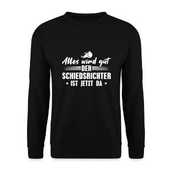 Schiedsrichter Pfeife Fußball Schiri Geschenkidee - Unisex Pullover - Schwarz - Vorne - Alina (178cm) & Michal (187cm)