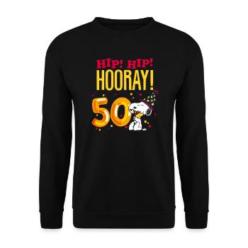 Peanuts 50 Years Birthday Design With Quote - Unisex Sweatshirt - black - Front - Alina (178cm) & Michal (187cm)