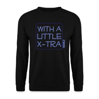 Down Syndrom - With a little X-Tra - blau - Unisex Pullover - Schwarz - Vorne - Alina (178cm) & Michal (187cm)