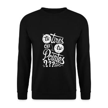 You shoot or you point ? - Unisex Sweatshirt - black - Front - Alina (178cm) & Michal (187cm)