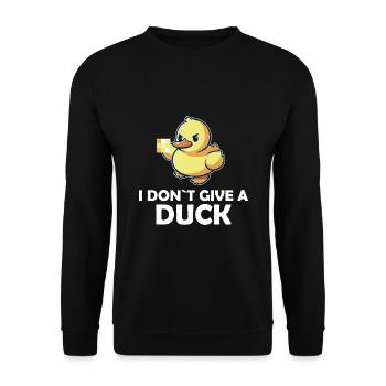 I DONT GIVE A DUCK Funny Duck Middle Finger - Unisex Sweatshirt - black - Front - Alina (178cm) & Michal (187cm)