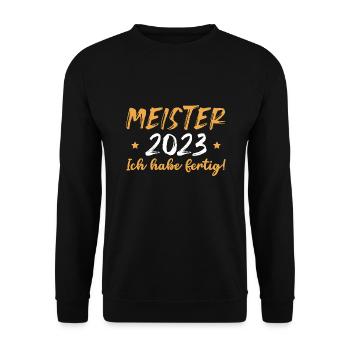 Meisterprüfung bestanden Ausbildung 2023 Meister - Unisex Pullover - Schwarz - Vorne - Alina (178cm) & Michal (187cm)