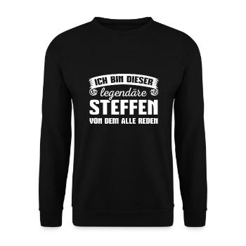 Steffen Geschenk - Unisex Pullover - Schwarz - Vorne - Alina (178cm) & Michal (187cm)