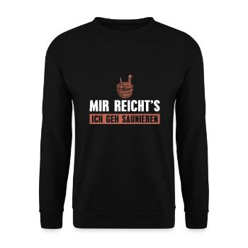 Sauna Ich geh Saunieren Saunameister Geschenk - Unisex Pullover - Schwarz - Vorne - Alina (178cm) & Michal (187cm)