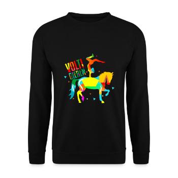 Voltigieren Pferd - Unisex Pullover - Schwarz - Vorne - Alina (178cm) & Michal (187cm)