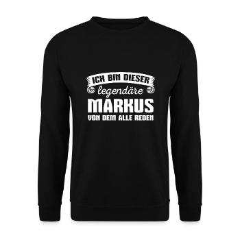 Markus Vorname Geschenk - Unisex Pullover - Schwarz - Vorne - Alina (178cm) & Michal (187cm)