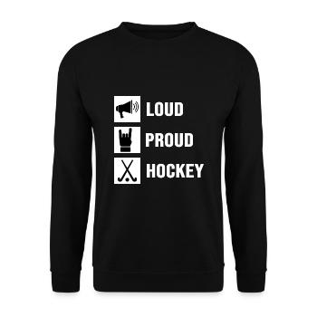 Légende du hockey sur gazon Fier amateur de hockey - Sweat-shirt Unisexe - noir - Devant - Alina (178cm) & Michal (187cm)