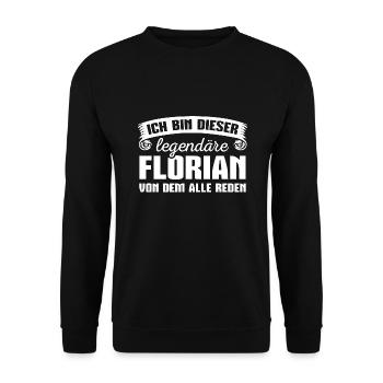 Florian Vorname Geschenk - Unisex Pullover - Schwarz - Vorne - Alina (178cm) & Michal (187cm)