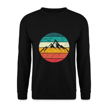 Berge Retro Berg Vintage Wandern Klettern Gebirge - Unisex Pullover - Schwarz - Vorne - Alina (178cm) & Michal (187cm)