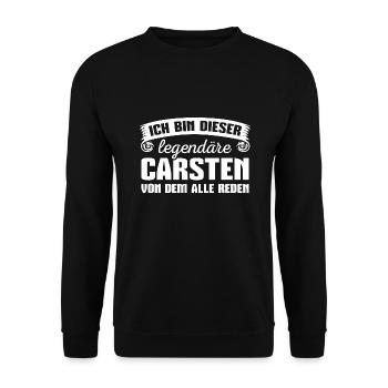 Carsten Vorname Geschenk - Unisex Pullover - Schwarz - Vorne - Alina (178cm) & Michal (187cm)