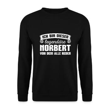 Norbert Vorname Geschenk - Unisex Pullover - Schwarz - Vorne - Alina (178cm) & Michal (187cm)