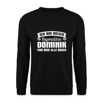 Dominik Vorname Geschenk - Unisex Pullover - Schwarz - Vorne - Alina (178cm) & Michal (187cm)
