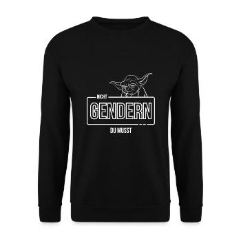 Genderfrei & direkt: Nicht Gendern Du musst - Unisex Pullover - Schwarz - Vorne - Alina (178cm) & Michal (187cm)
