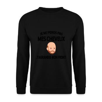 Chauve et grand front Humour calvitie - Sweat-shirt Unisexe - noir - Devant - Alina (178cm) & Michal (187cm)