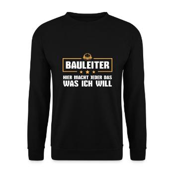 Bauleiter Baustelle Bauleitung Spruch - Unisex Pullover - Schwarz - Vorne - Alina (178cm) & Michal (187cm)