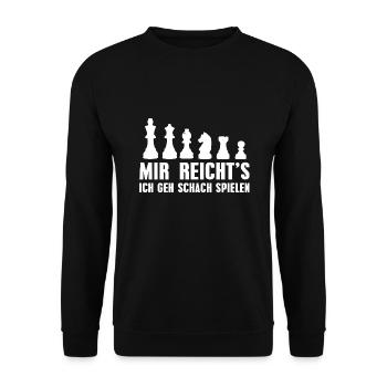 Schach Spruch Schachfiguren Schachspieler - Unisex Pullover - Schwarz - Vorne - Alina (178cm) & Michal (187cm)